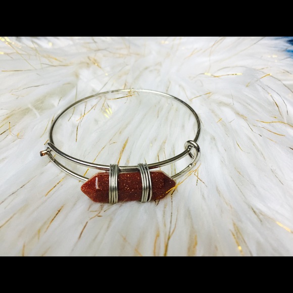 Goldstone Healing Crystal Bangle Bracelet - Picture 5 of 6